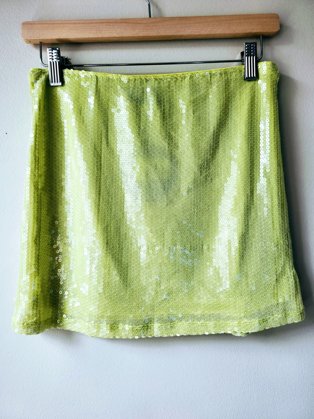 White Fox Boutique Lime Green Sequin Micro Mini Skirt - Picture 7 of 8